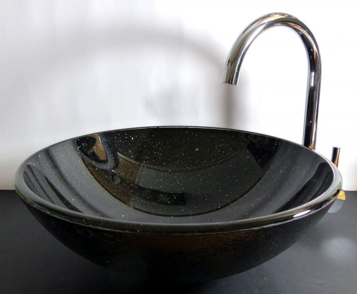 Klassiker Aufsatz Glas Waschbecken Aufsatzwaschbecken rund Klarglas 42cm klar 