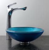 Kleines Aufsatz Glas Waschbecken blau 29cm 
