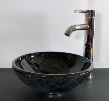 Aufsatz Glas Waschbecken schwarz Granit Look 31cm 