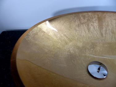 Aufsatz Glas Waschbecken gold oval NEUHEIT 