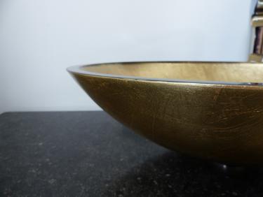 Aufsatz Glas Waschbecken gold oval NEUHEIT 