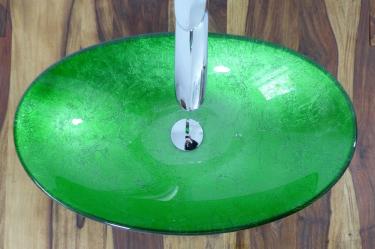 Aufsatz Glas Waschbecken "Antik Grün" oval 