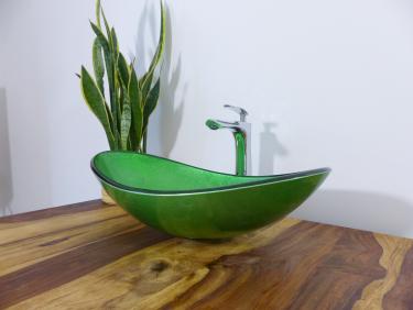 Aufsatz Glas Waschbecken "Antik Grün" oval 