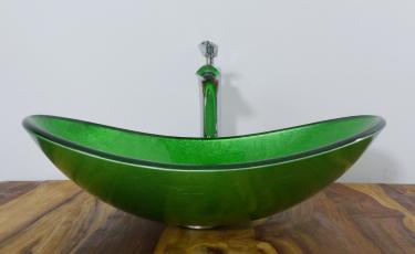 Aufsatz Glas Waschbecken "Antik Grün" oval 