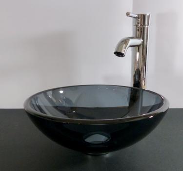 Aufsatz Glas Waschbecken grau 31cm 