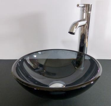 Aufsatz Glas Waschbecken grau 31cm 