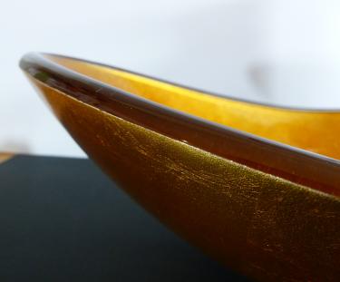 Aufsatz Glas Waschbecken "Sunshine" gold oval 