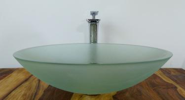Aufsatz Glas Waschbecken satiniert oval NEUHEIT 