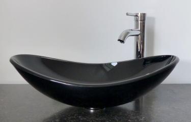 Aufsatz Glas Waschbecken schwarz oval 