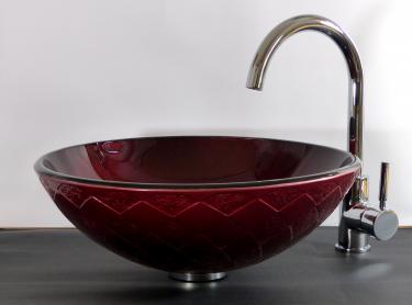 Aufsatz Glas Waschbecken "Siena" rot 42cm 