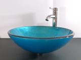 Aufsatz Glas Waschbecken blau 42cm 