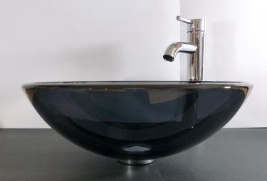 Aufsatz Glas Waschbecken grau 42cm 