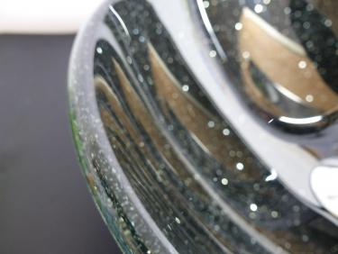 Aufsatz Glas Waschbecken schwarz "Glitzer" 42cm rund 