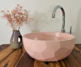 Betonwaschbecken 3D Design rund rosa 40cm 