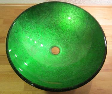 Aufsatz Glas Waschbecken "Antik" grün 42cm 