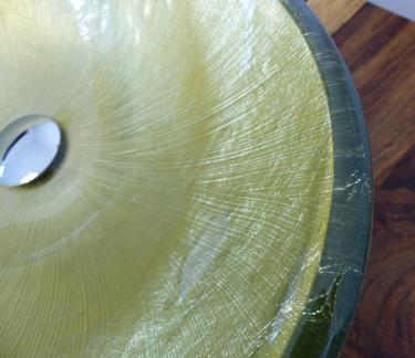Aufsatz Glas Waschbecken gold oval 