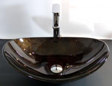 Aufsatz Glas Waschbecken schwarz braun oval 