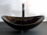 Aufsatz Glas Waschbecken schwarz braun oval 