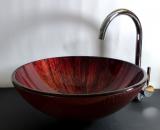 Aufsatz Glas Waschbecken rund rot "Lava" 