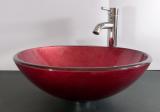 Aufsatz Glas Waschbecken rund rot 42cm 