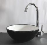 Keramik Aufsatz Waschbecken rund 28cm schwarz weiß 