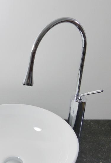 Hohe Design Armatur für große Aufsatz Waschbecken Chrom 