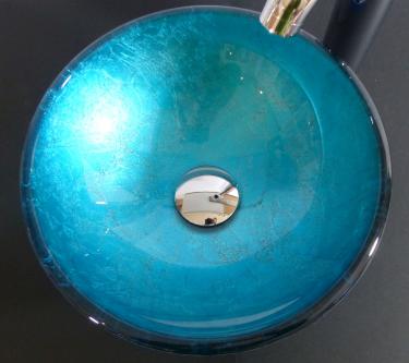 Aufsatz Glas Waschbecken blau 31cm 