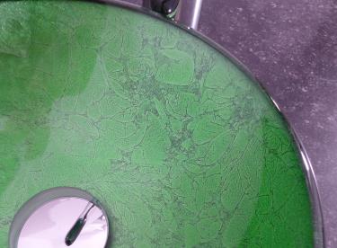 Kleines Aufsatz Glas Waschbecken rund grün 29cm 