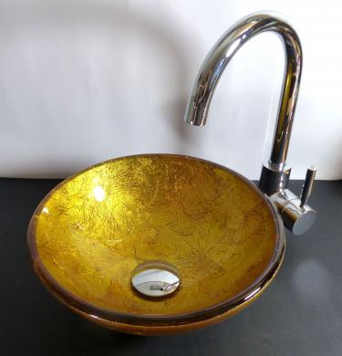 Aufsatz Glas Waschbecken gold rot 31cm 