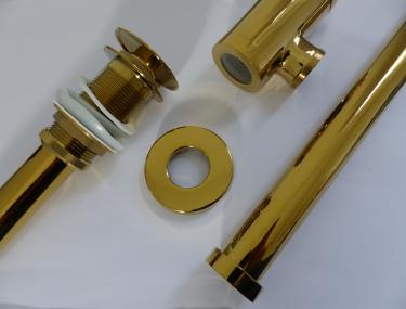 Ablaufgarnitur mit Pop-Up Excenter-Garnitur gold glänzend 