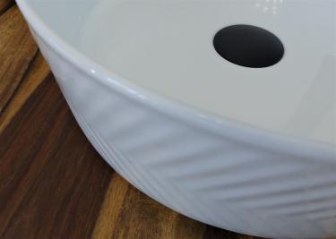 Retro Muster Keramik Waschbecken rund Vintage 36cm weiß 