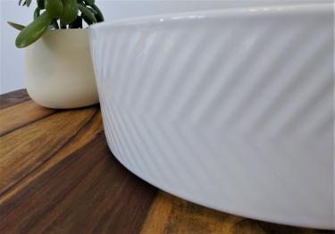 Retro Muster Keramik Waschbecken rund Vintage 36cm weiß 