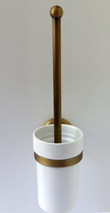 Wand WC-Bürstengarnitur Keramik/ Messing gebürstet 