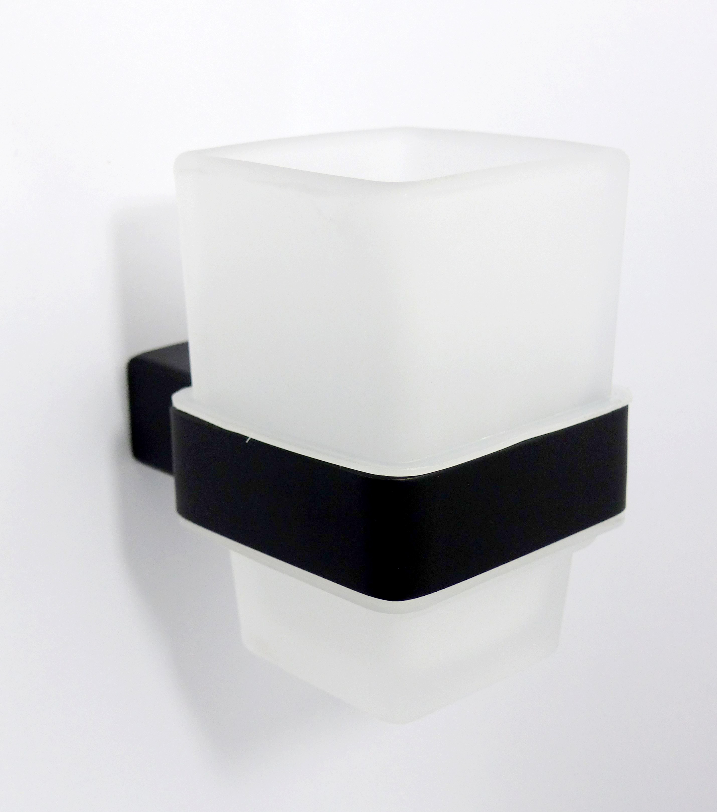 Nero Badshop | Becherhalter eckig massiv Edelstahl schwarz matt