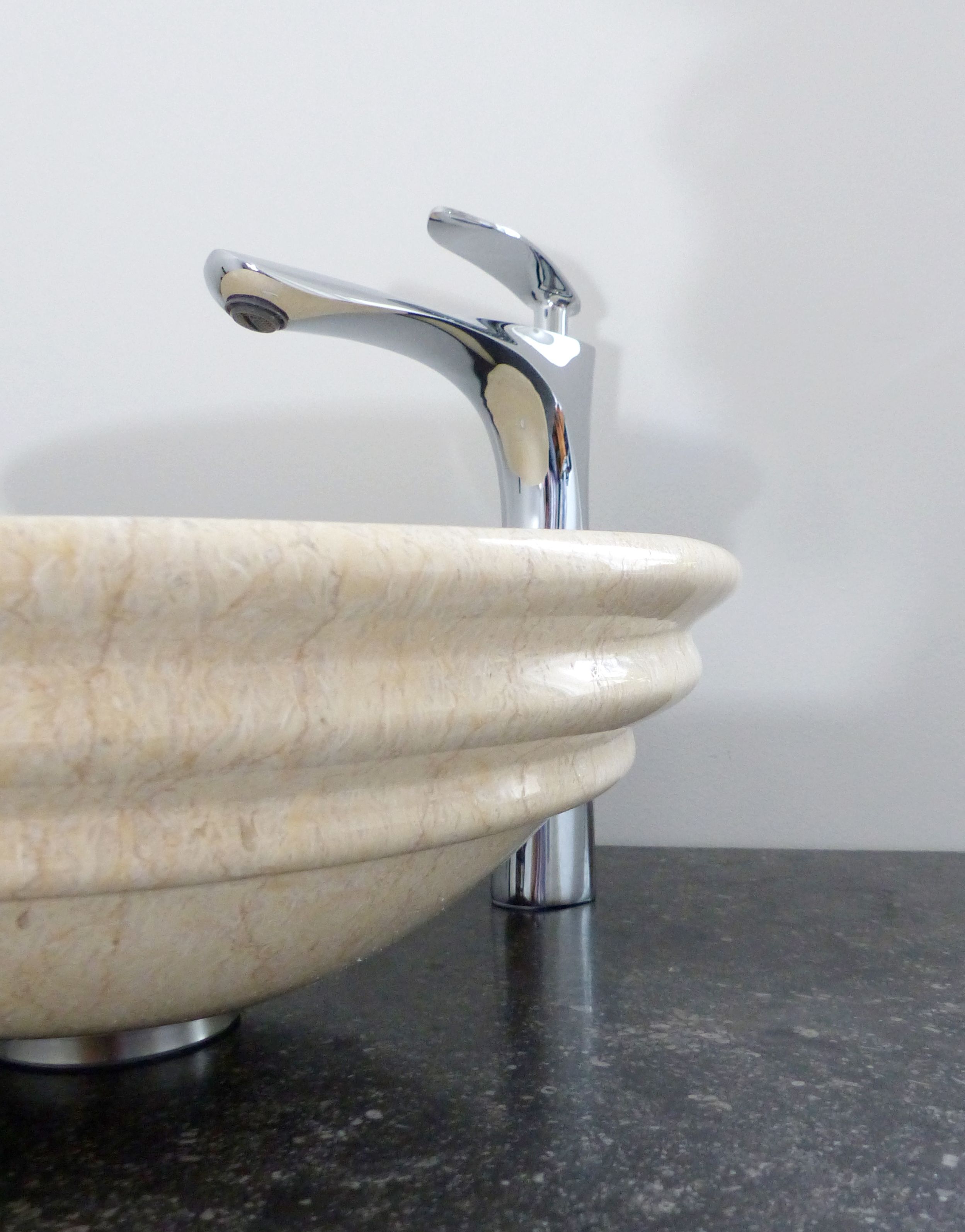 Nero Badshop | Design Aufsatz Waschschale rund Marmor creme | online kaufen
